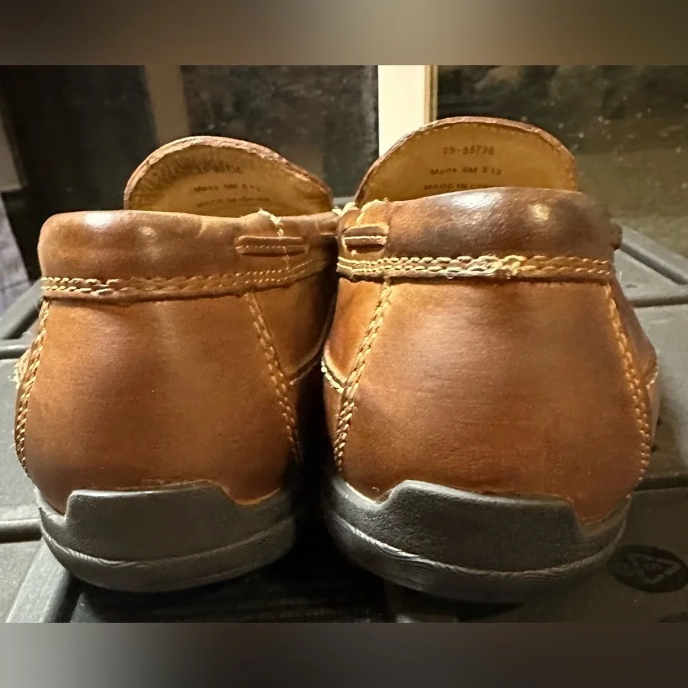 Johnston & Murphy Brown Leather Loafers with Woven Design